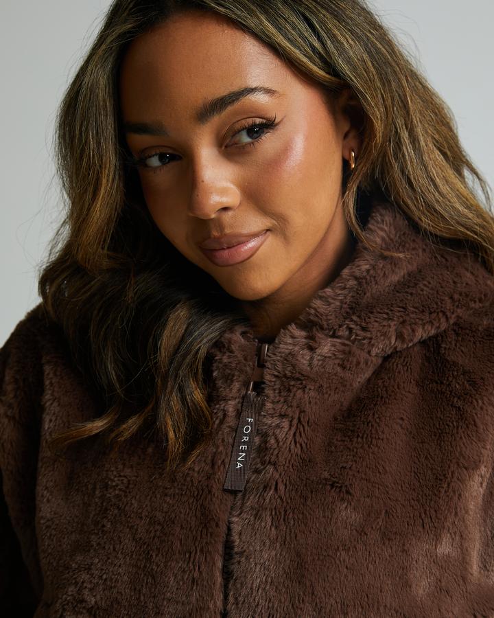 Forena Womens Mellina Faux Fur Coat | Mocha | Footasylum