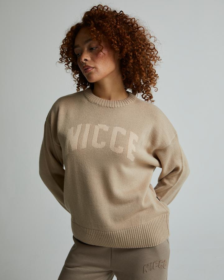 Nicce Womens Aloria Knitted Crew Sweatshirt | Taupe Zeal | Footasylum