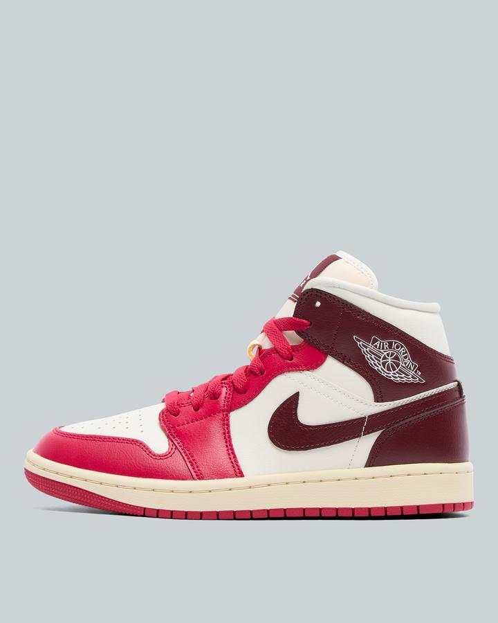Jordan Womens Air 1 Mid Trainer Red, Women's size: 3, FootAsylum