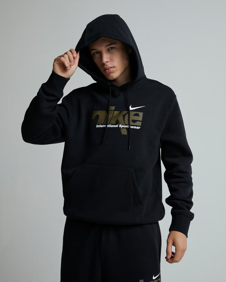 Nike Swoosh Sport HBR Overhead Hoodie | Black / Gold | Footasylum