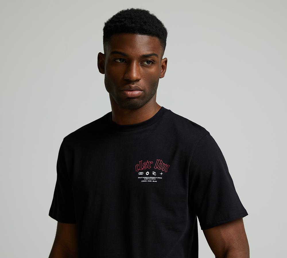 Closure London Lightning Teddy T-Shirt Black Footasylum