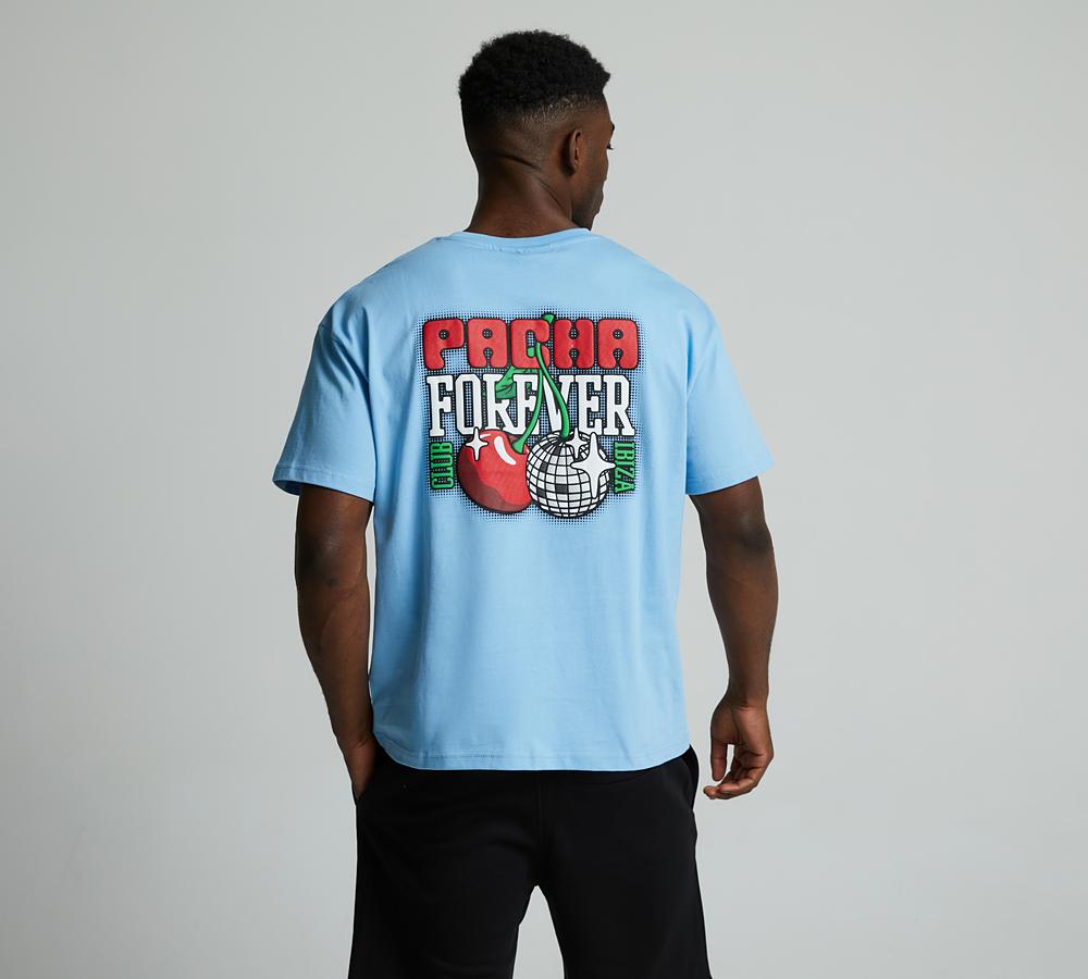 Forever Club Pacha X Forever Disco T-Shirt Sky Blue Footasylum