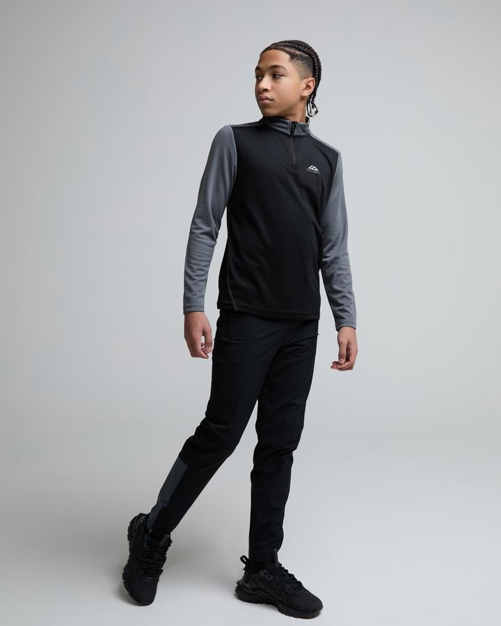 Trailberg Junior Essentials Quarter Zip T-Shirt Black, Kids size: XL/B, FootAsylum