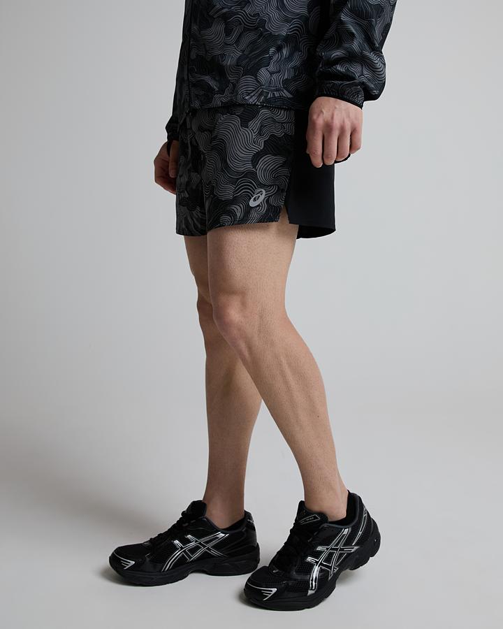 Asics Fujitrail All Over Print 5 Inch Short Black, Men's size: S, FootAsylum