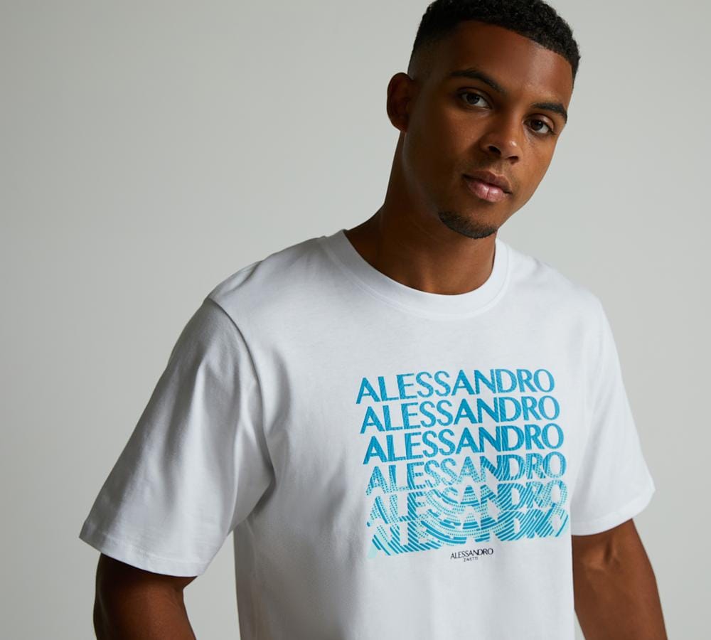 Alessandro Zavetti Cabianco T-Shirt Optic White Blue Black