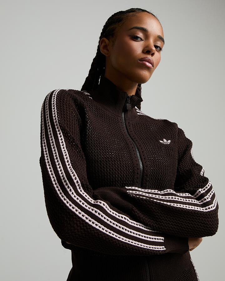 latte620　レディース　BLK S adidas Originals Womens Crochet Track Top | Aurora Coffee | Footasylum