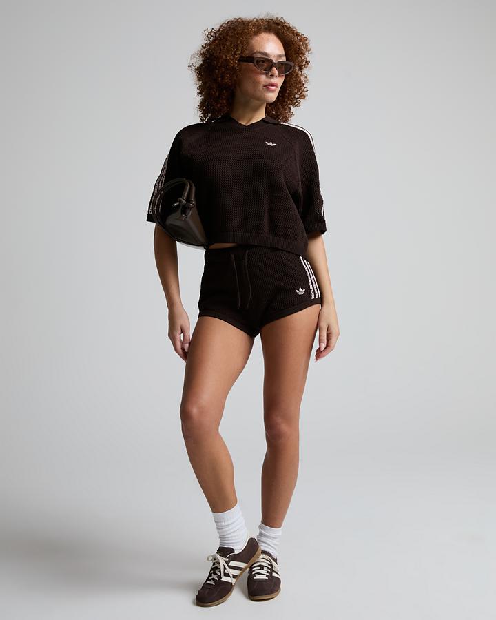 Adidas Originals Womens Crochet Polo Shirt Brown, Women's size: XS, FootAsylum
