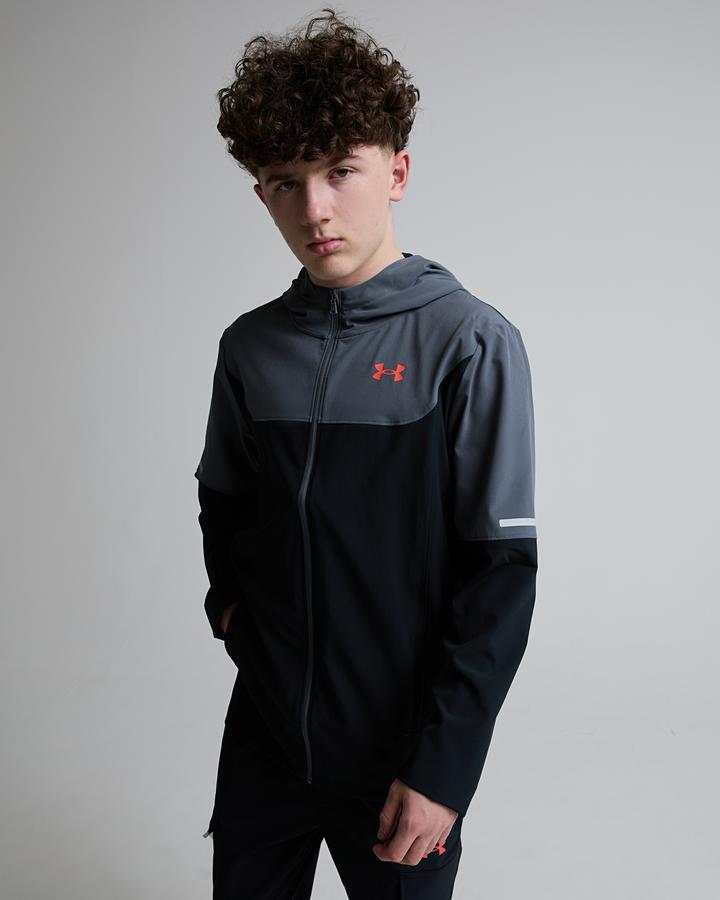 Under Armour Junior Tech Utility Woven Hoodie Black, Kids size: L/B, FootAsylum