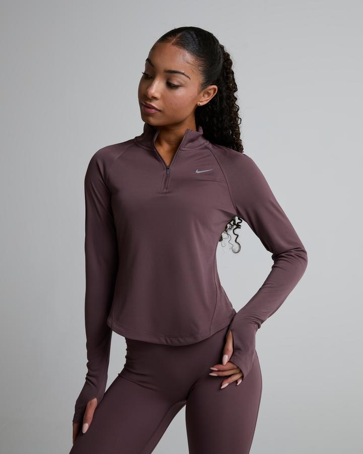 Nike Womens Tempo Swoosh Hbr Dri-Fit Half Zip Top Brown, Women's size: S, FootAsylum
