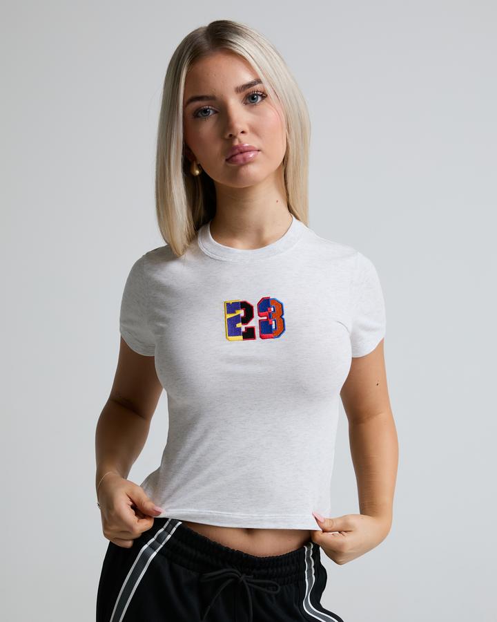 Jordan Womens Flight Number 23 Graphic T-Shirt Grey, Women's size: L, FootAsylum