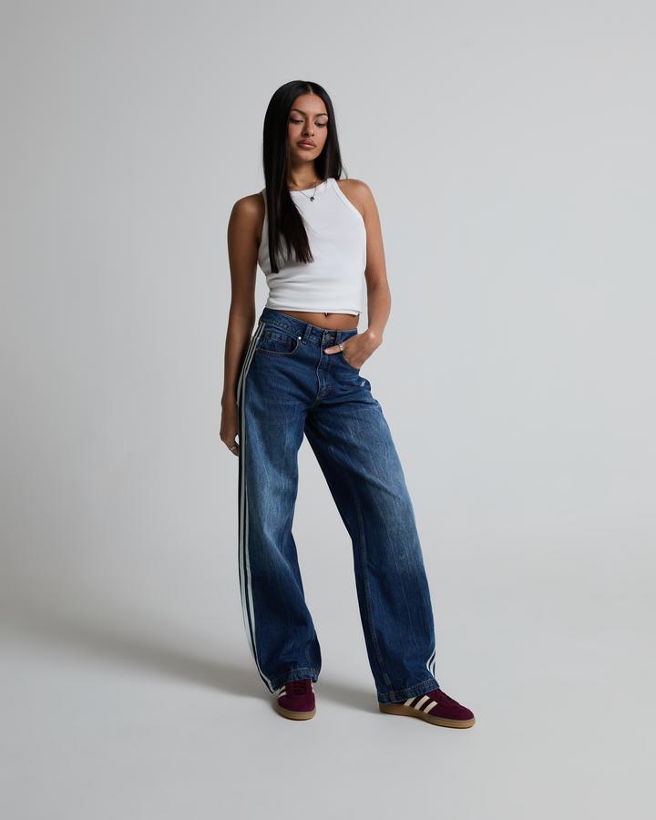 Adidas Originals Womens 3-Stripe Dad Jean Blue, Women's size: XS, FootAsylum