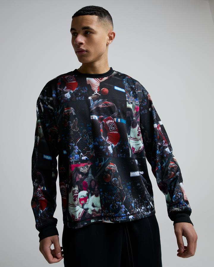 Jordan Flight Aop Long Sleeved Jersey Black, Men's size: L, FootAsylum