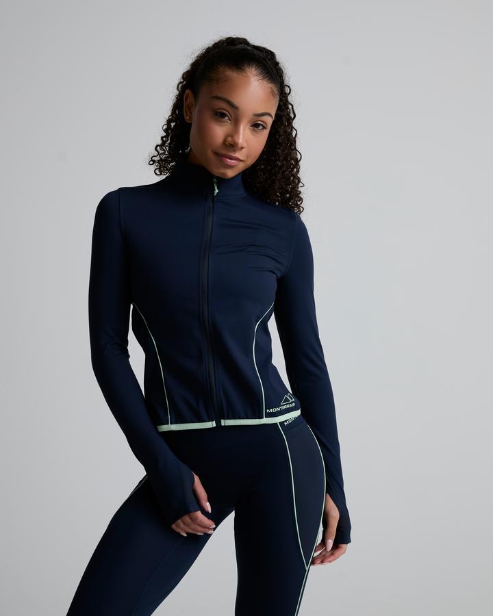Monterrain Womens Align Full Zip Long Sleeve Top - Navy