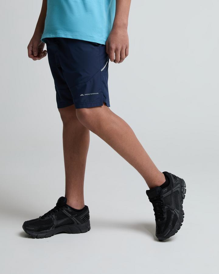 Monterrain Junior Rally 2.0 Woven Running Short Navy, Kids size: L/B, FootAsylum