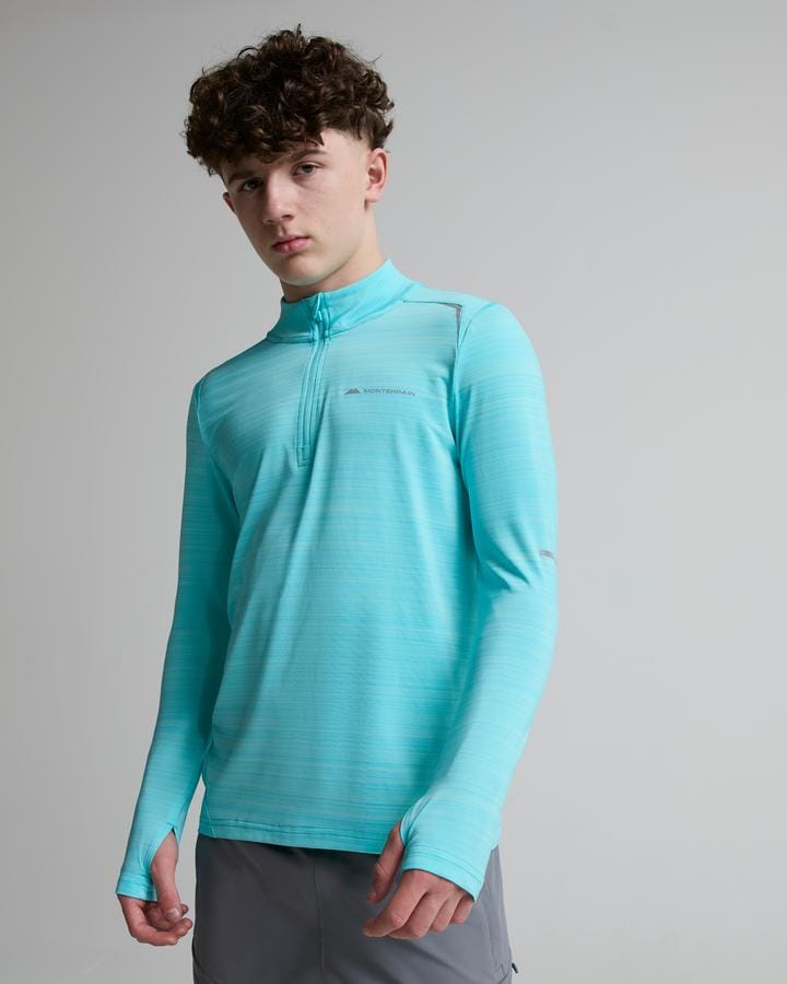Monterrain Junior Bolt Space Dye Quarter Zip Top Grey, Kids size: S/B, FootAsylum