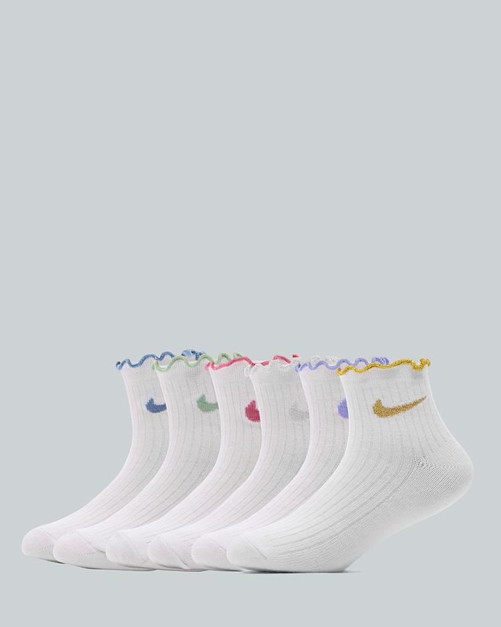Nike - Kids Socks - 6-Pack - Ankle - White - Size 5-7Y - Image 2