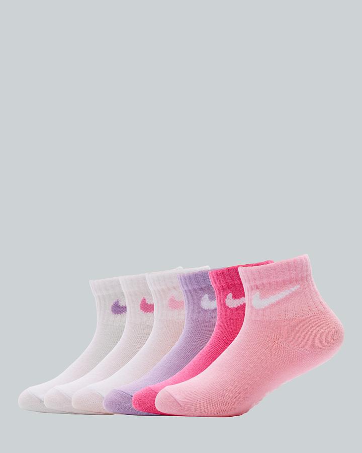 Nike Pop Colour 6 Pack Ankle Sock Pink, Kids size: 12-24, FootAsylum