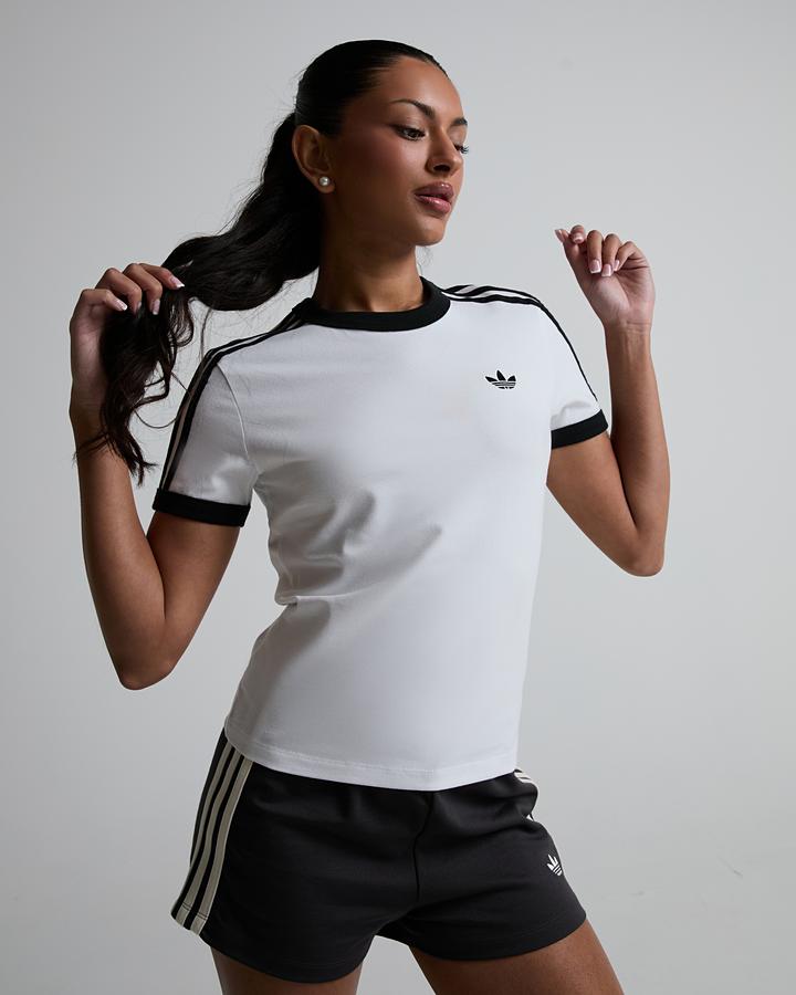 Adidas Originals Womens 3-Stripes Slim T-Shirt White, Women's size: XS, FootAsylum