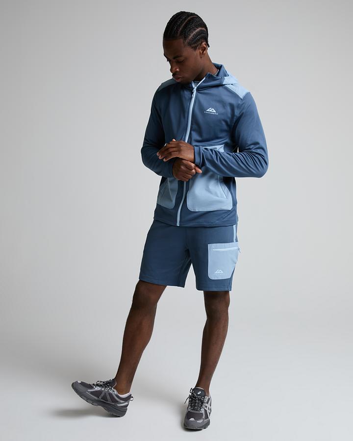 Trailberg Vale Gridded Fleece Hoodie Blue, Men's size: S, FootAsylum