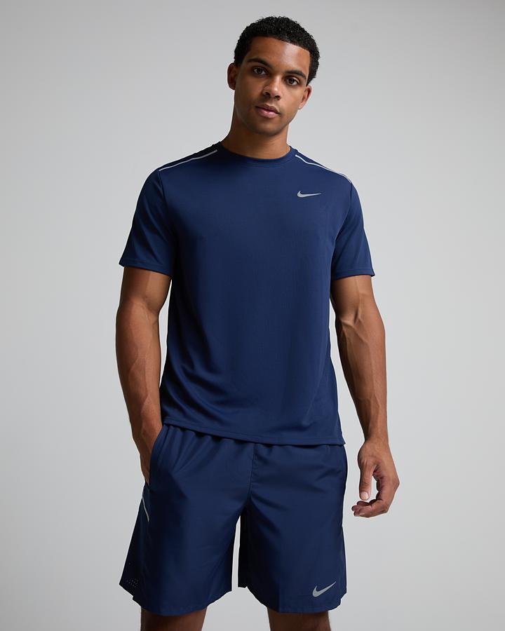 Nike Dri-Fit Uv Miler Short Sleeved T-Shirt Navy, Men's size: L, FootAsylum
