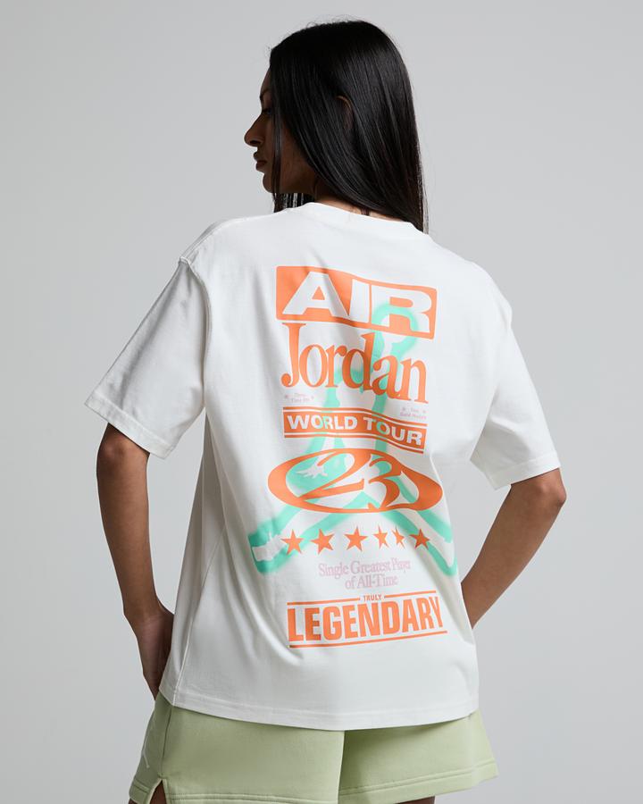 Jordan Womens Flight World Tour Hbr Graphic T-Shirt White, Women's size: XS, FootAsylum