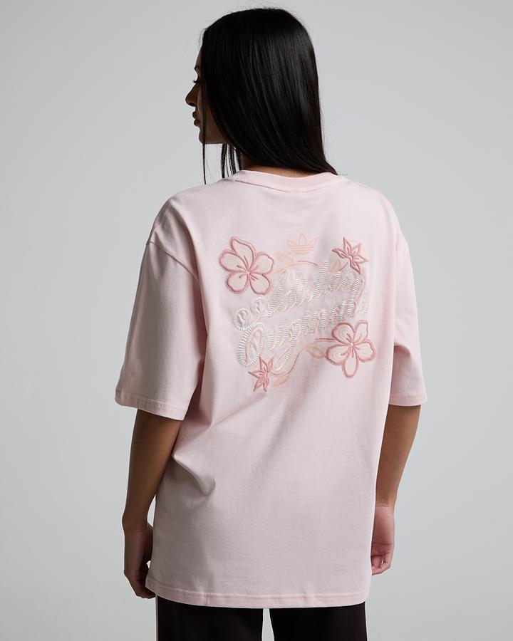 Adidas Originals Womens Summer Glow Flower Graphic T-Shirt Pink, Women's size: M, FootAsylum
