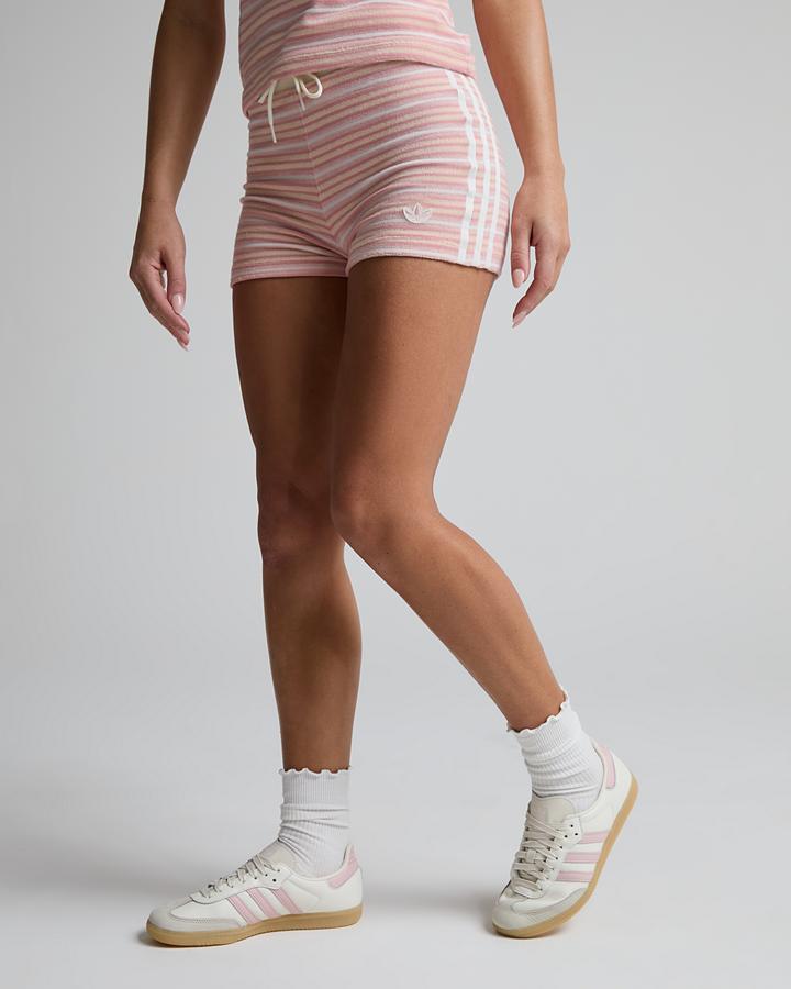 Adidas Originals Womens Summer Glow Towelling Striped Short Multi Colour / Sandy Pink, Women's size: L, FootAsylum