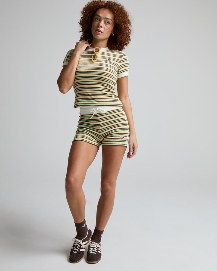 Adidas Originals Womens Summer Glow Towelling Striped Short Green, Women's size: XS, FootAsylum