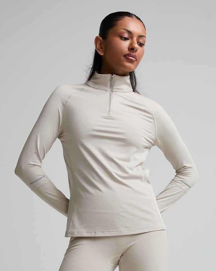 Monterrain Womens Lyder 2.0 Quarter Zip Long Sleeve Top - Beige