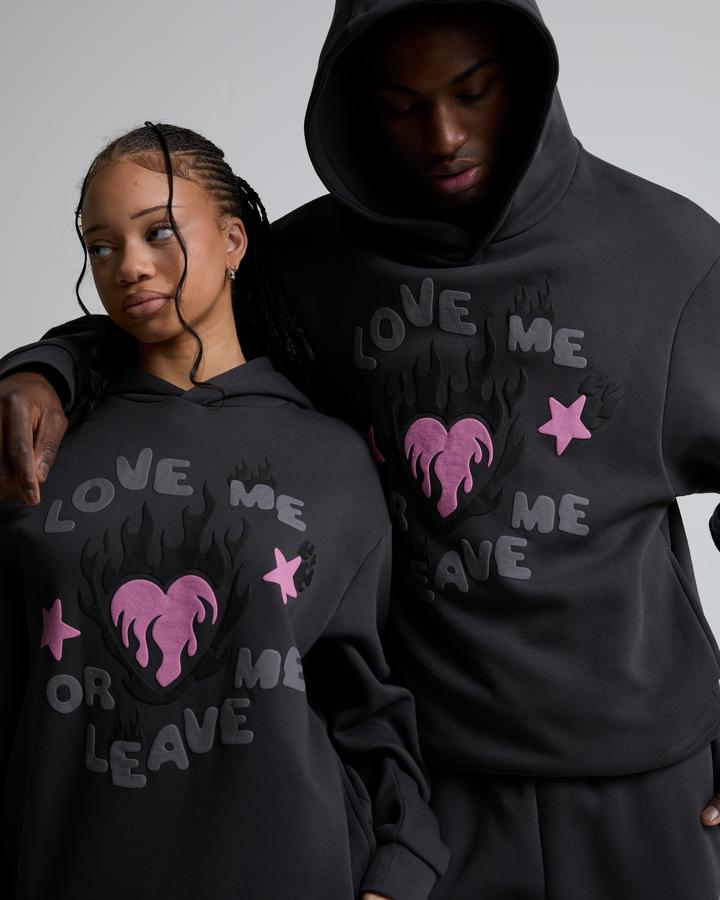 Epic Kid Love Me Overhead Hoodie | Urban Charcoal / Pink | Footasylum