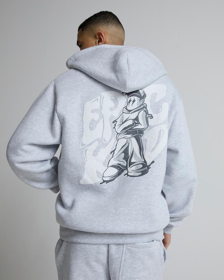 VALLAD 23HOODIE GRAY Mサイズ　パーカー Epic Kid Logo Zip Through Hoodie | Grey Marl | Footasylum