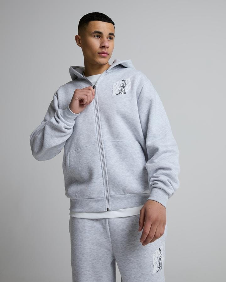 Epic Kid Logo Zip Through Hoodie | Grey Marl | Footasylum