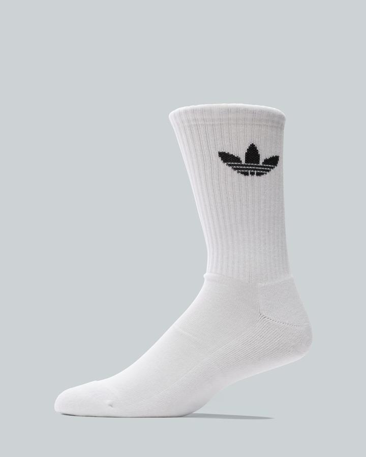 Adidas Originals 6 Pack Crew Mid Ankle Sock White, Men's size: 8.5-10, FootAsylum