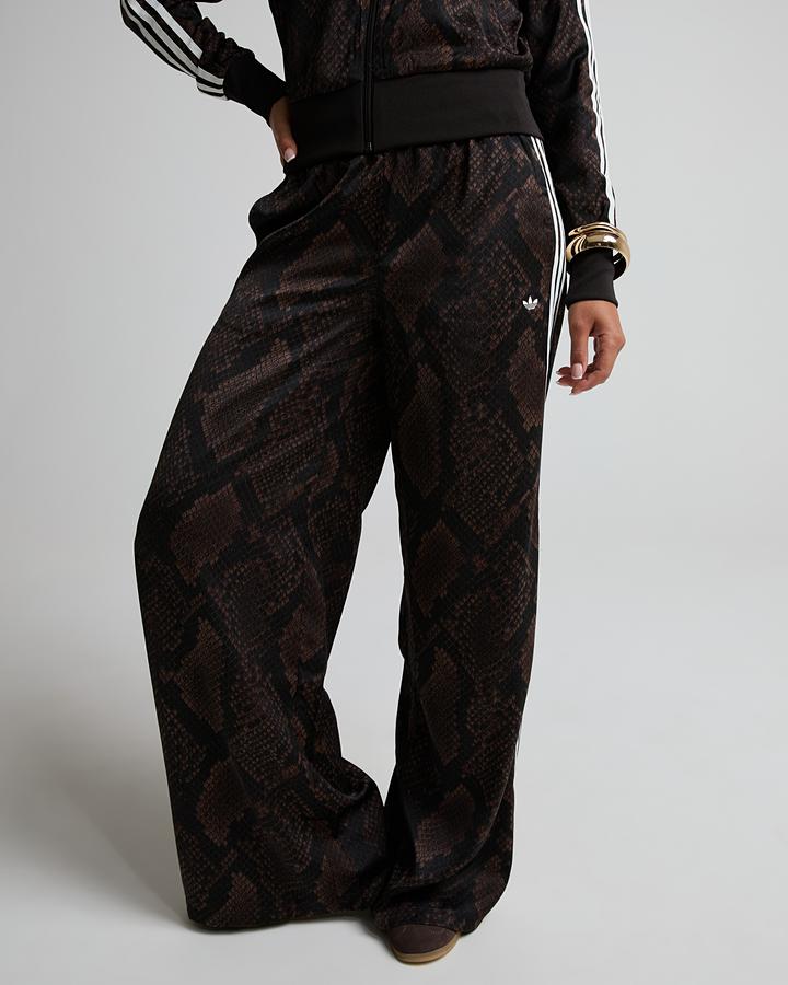 Adidas Originals Womens Satin Snake Print Wide Leg Pant Brown, Women's size: M, FootAsylum