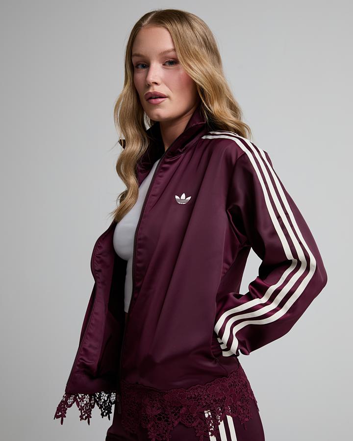 Adidas Originals Womens Satin Lace Trim Track Top Red, Women's size: L, FootAsylum