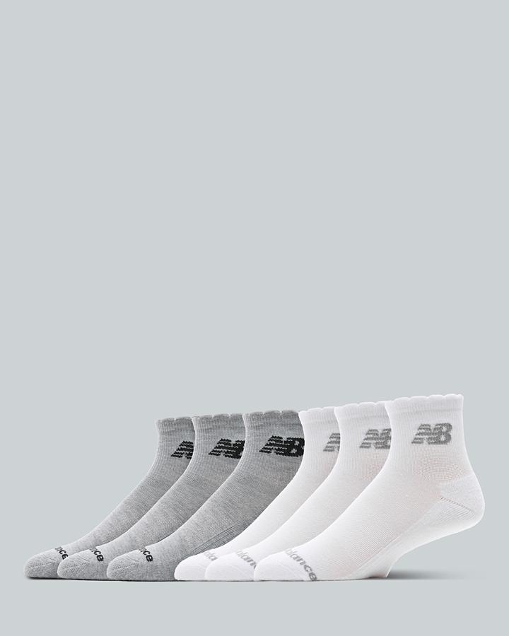 New Balance Womens Lettuce Edge Ankle 6 Pack Sock - White