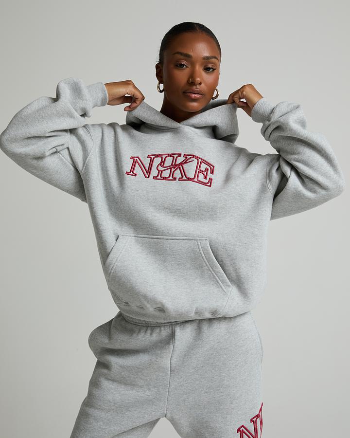 Nike Womens Studio Fleece Oversized Crop Hoodie Grey, Women's size: XL, FootAsylum