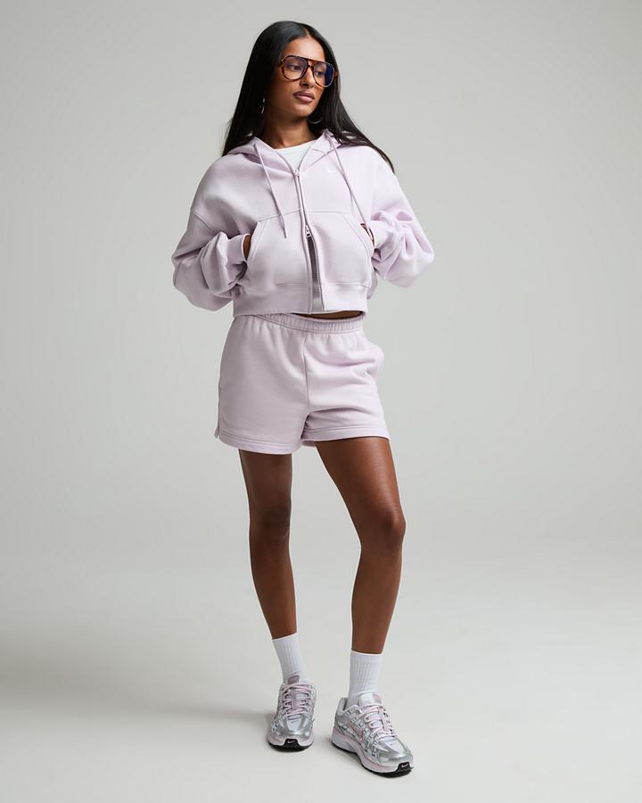 Nike Womens Studio Fleece Medium Weight Oversized Crop Hoodie Purple, Women's size: M, FootAsylum