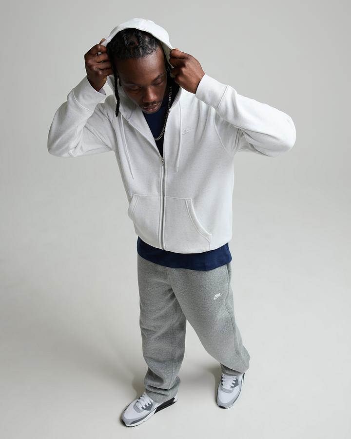 Nike Club Bb Full Zip Hoodie White Size: M - Footasylum