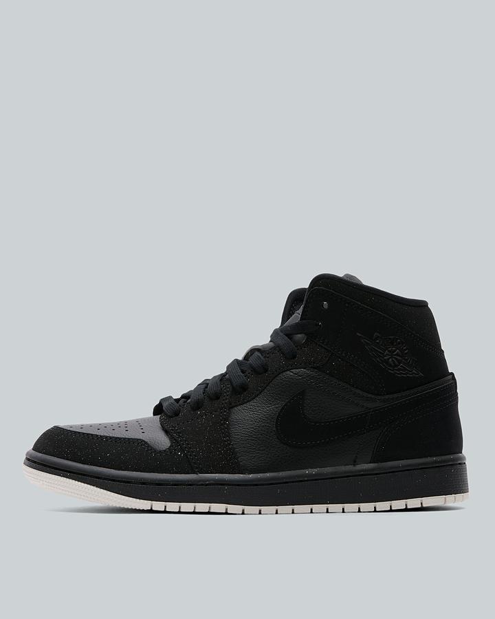 Jordan Womens Air 1 Mid Trainer Black, Women's size: 6, FootAsylum