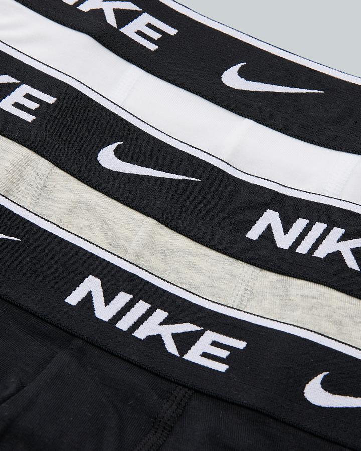 Nike Pack Of 3 Signature Plain Boxer Shorts Men's Black + Grey Marl + White Large - La Redoute - Image 7