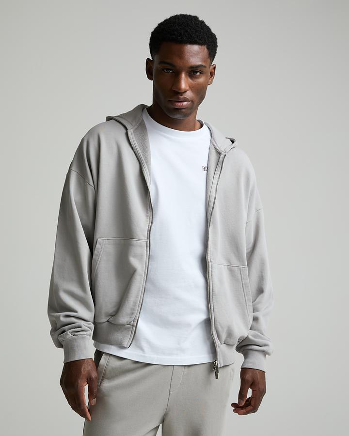 Celebre Washed Zip Through Hoodie - Grey
