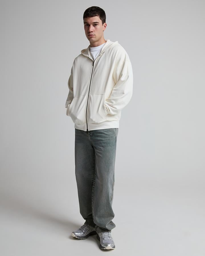 Celebre Washed Zip Through Hoodie - White