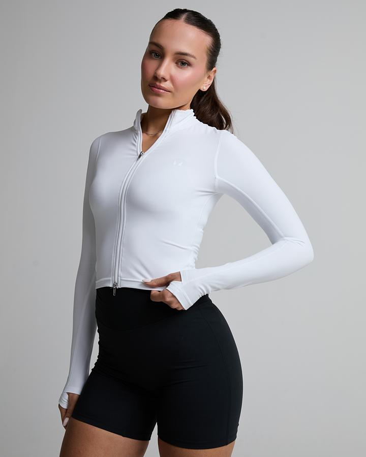 Myprotein Womens Tempo Crop Jacket White, Women's size: L, FootAsylum