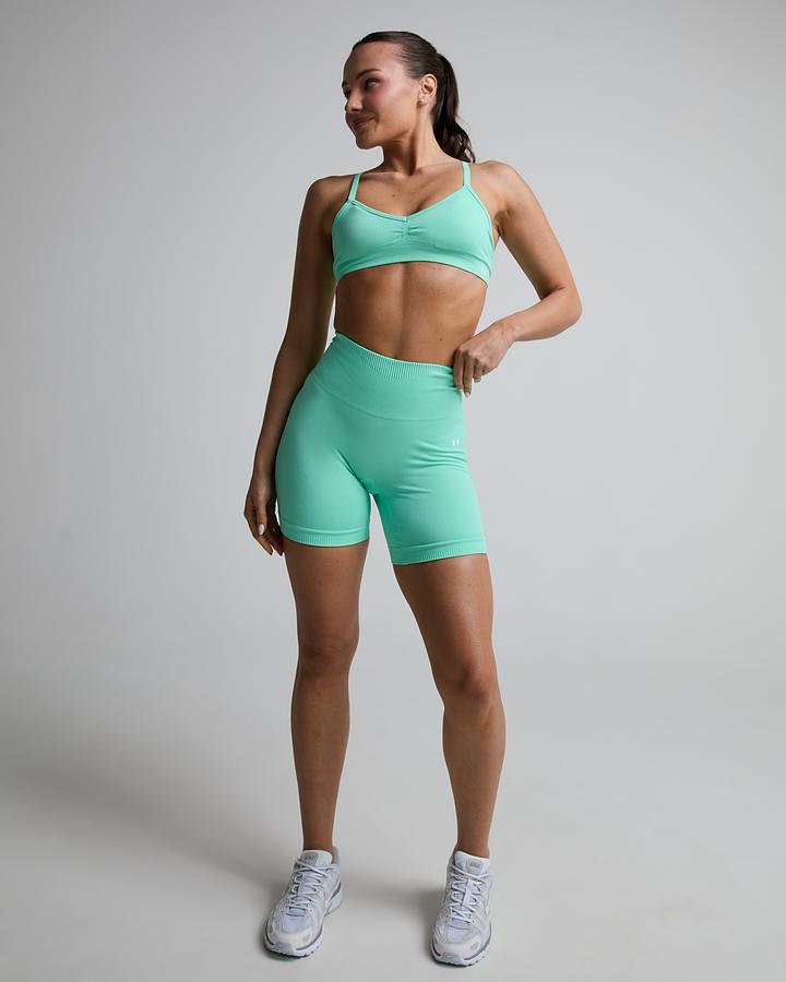Myprotein Womens Tempo Seamless Ruched Front Sports Bra Green, Women's size: XS, FootAsylum