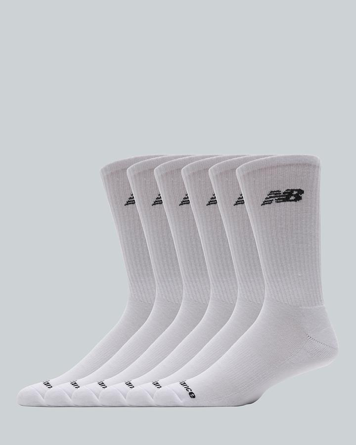 New Balance 6 Pack Everyday Crew Sock White, Men's size: 4-6.5, FootAsylum