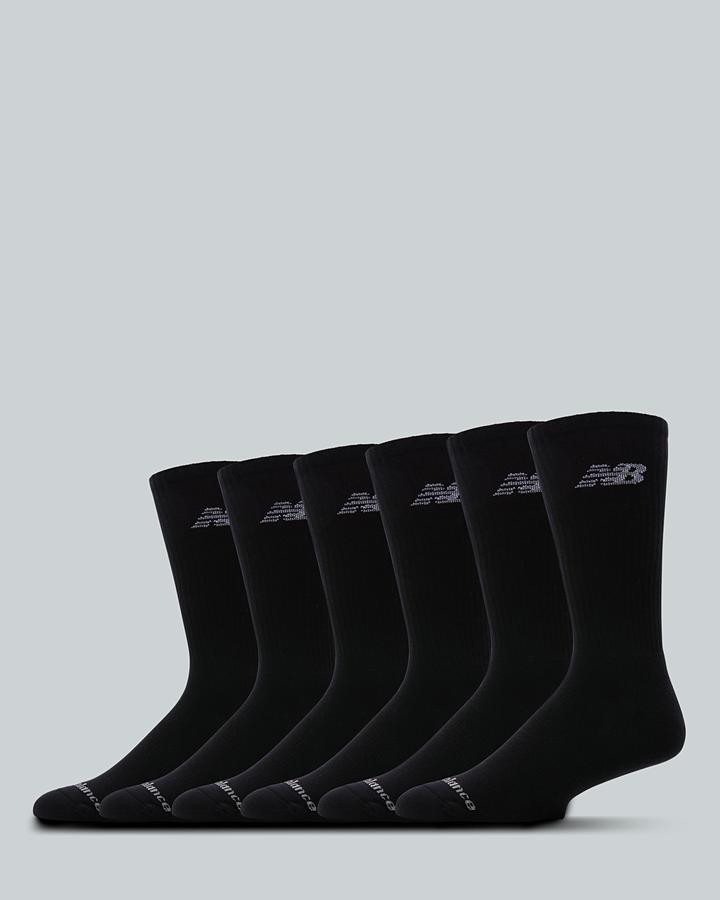 New Balance 6 Pack Everyday Crew Sock Black, Men's size: 4-6.5, FootAsylum