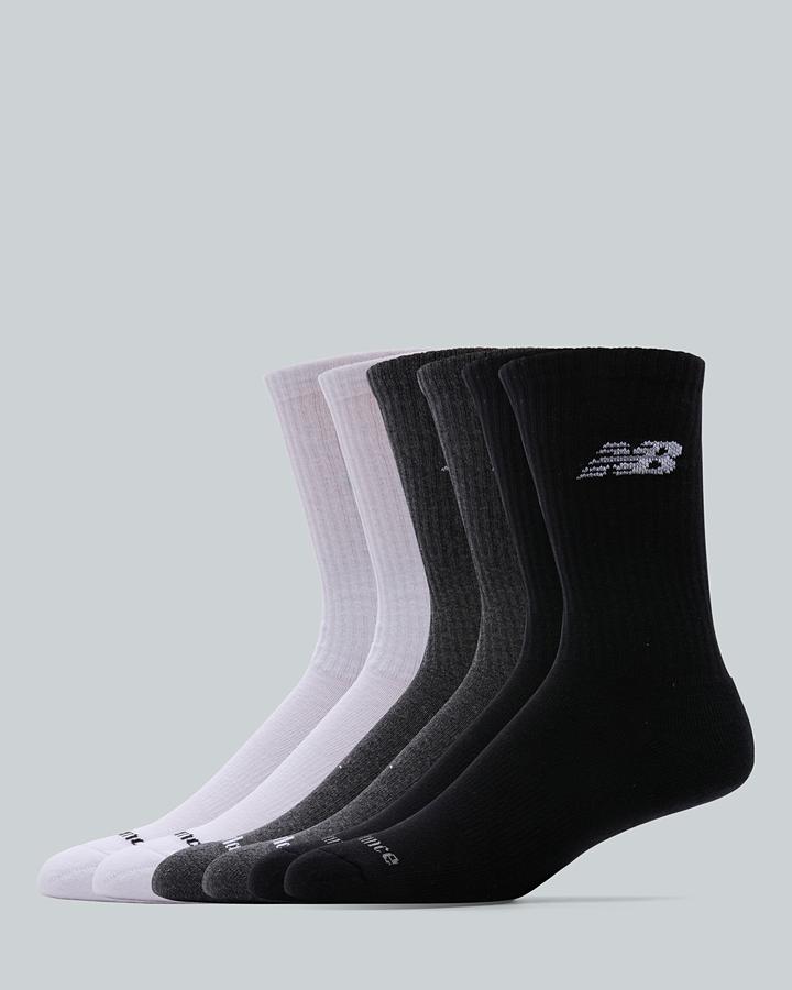 New Balance 6 Pack Everyday Crew Sock Black, Men's size: 4-6.5, FootAsylum