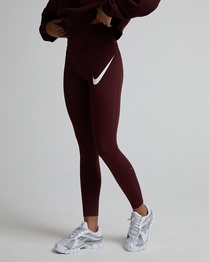 Nike Womens Tempo Swoosh High-Waisted 7/8 Running Legging - Red