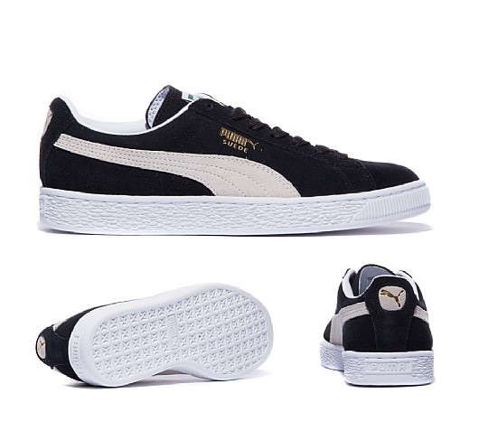 puma suede black and white womens